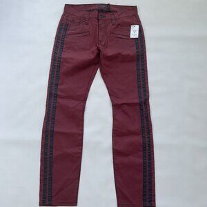G By Guess Men’s Skinny Jeans Red Coated With Tuxedo Stripes Size 28